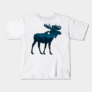 Night Forest Moose Kids T-Shirt